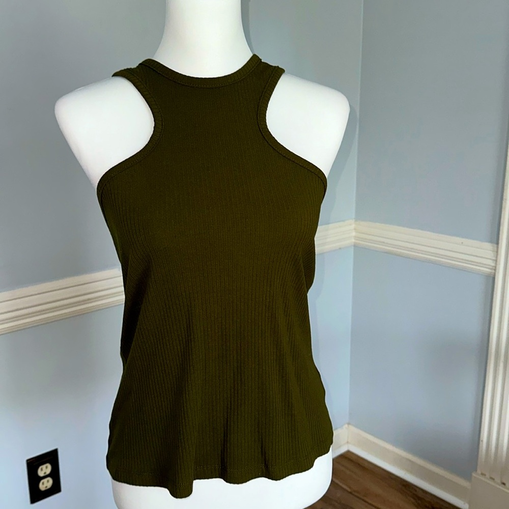 Anthropology brand Sunday in brooklyn olive green tie back tank top